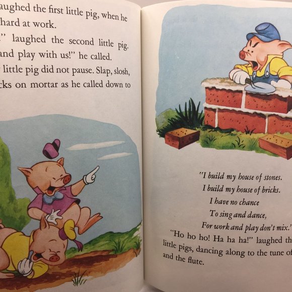 Vintage Little Golden Book Lot 2 Disney Three Little Pigs Alice In Wonderland - Picture 10 of 13